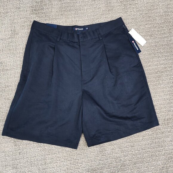 NWT! Men's Chaps Golf Shorts - Navy Blue - 36" W x 8.5" Inseam - Pleated Front - Picture 2 of 6